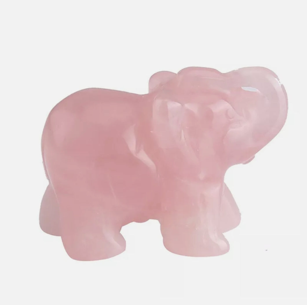 Rose Quartz Elephant carving